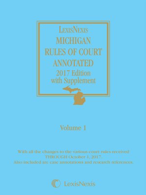 cover image of LexisNexis Michigan Rules of Court Annotated